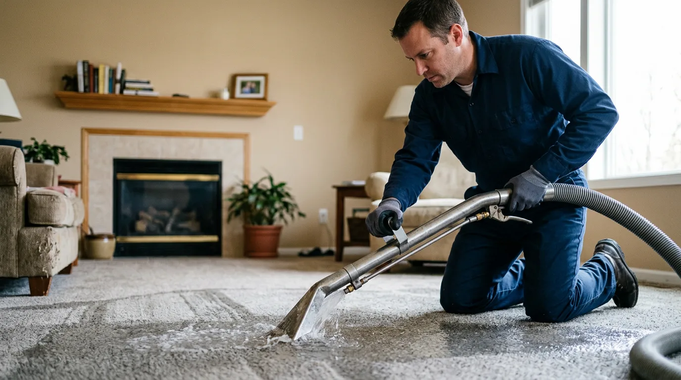 Water damage restoration technician working near Athelstane, WI